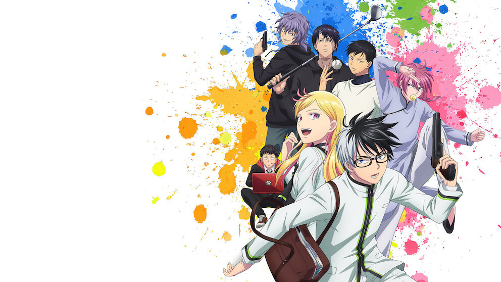 Visual promocional do anime KILL BLUE com Juzo Ogami e personagens principais